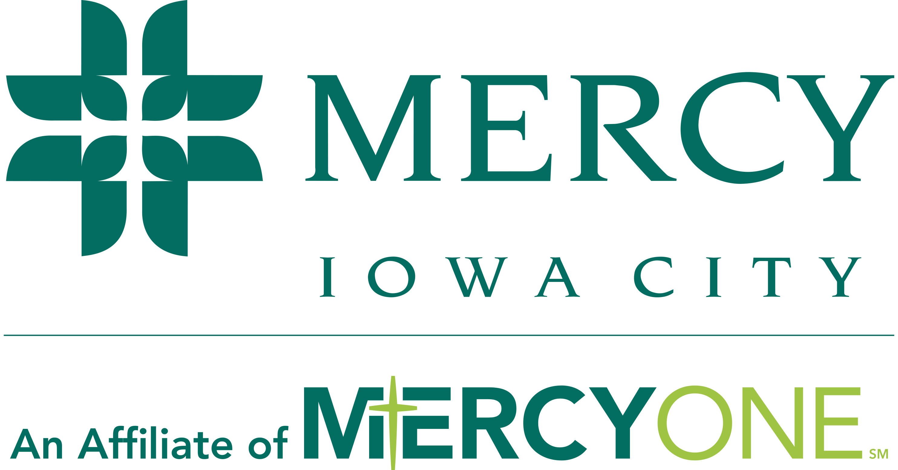 Mercy Iowa City Mercy One Affiliate Logo ALL GREEN | stacked